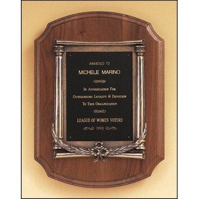 Solid American Walnut Plaque w/Antique Bronze Casting