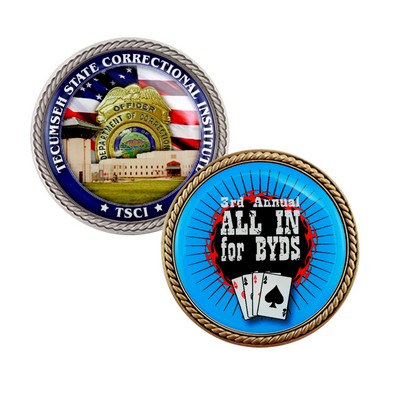 Speed Challenge Coin w/Rope Border Full Color Imprint (1-3/4")