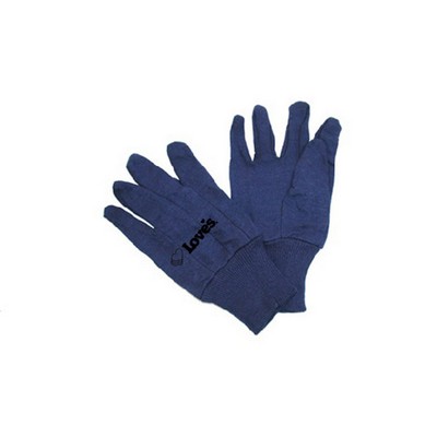 Blue jersey glove with knit wrist