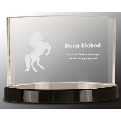 7" x 5" Clear Crystal Crescent on Black Crystal Base Crystal Award