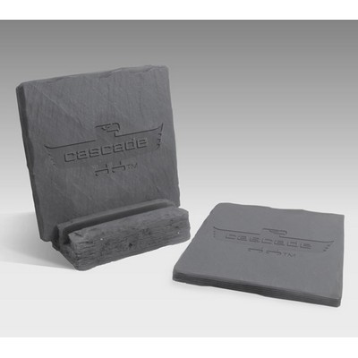 2-Pc Square Shale-Texture Coaster Set w/Base