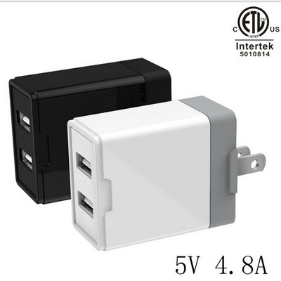 4.8A Dual USB Charger w/ETL Certification