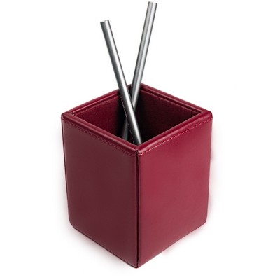 Bonded Leather Burgundy Red Pencil Cup