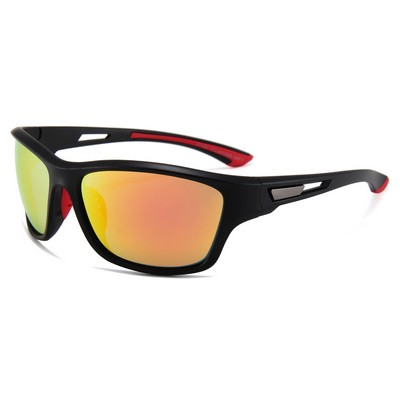 Sunglasses - Red Mirror Lenses - Black Frames