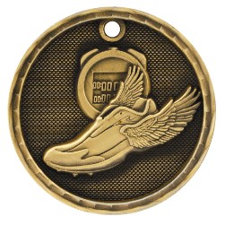 2" Antique Finish 3D Track Medal