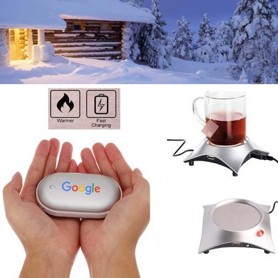 Kidder iBank® Hand Warmer + 5200mAh Power Bank Charger + Cup Warmer (Silver)