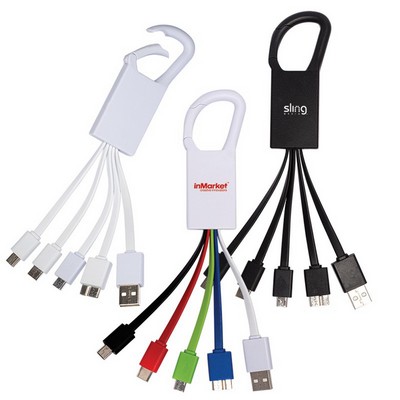 Colorful 4 in 1 USB Charging Data Cable with Hook