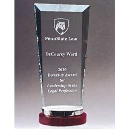 Premium Series Glass Award w/Rosewood & Aluminum Base (4.25"x 9")