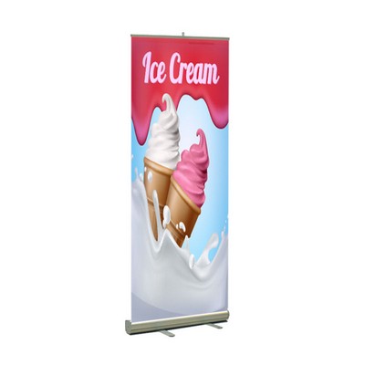 Ice Cream Pre Printed Premium Retractable Banner Multicolor 33" x 80"