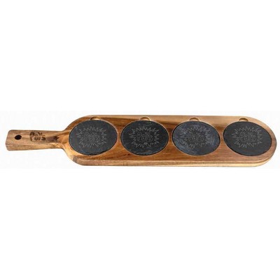 Long Flair Acacia Wood & Slate Serving Board