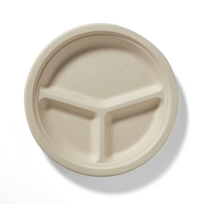 10" Compostable Round Kraft Compartment Paper Plate