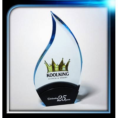 Hybrid acrylic award (4" x 7 1/2" x 3/4") Flame shape