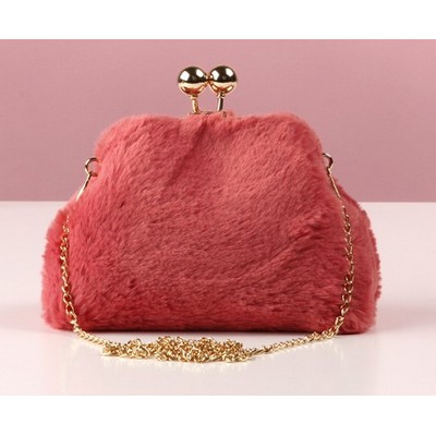 Imitation Fur Plush Velvet Practical Clip Shoulder Bag Semicircular Chain Clip Bag Messenger Bag