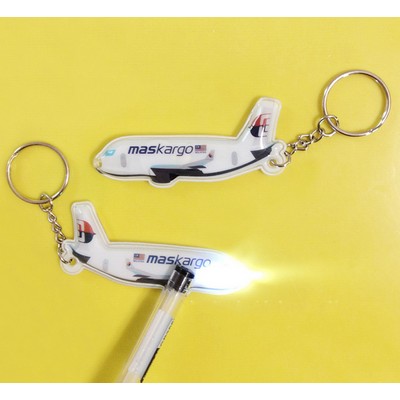 Airplane Shaped PVC Flashlight Keychain