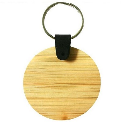 Round Circle Bamboo Keychain