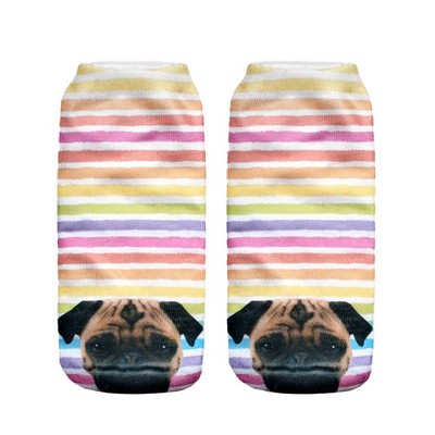 Color Stripe Low Cut Short Socks - Dog