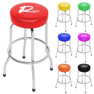 25" H Shop Stool with Leather Padded Frame