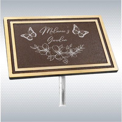 Bronze/Brown Rectangle Solid Cast Aluminum Sign with 24" Aluminum Rod (6"x4")