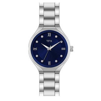 TFX by Bulova Ladies Silver tone Stainless Steel bracelet watch with blue dial