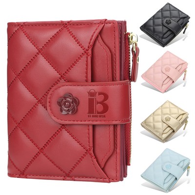 PU Leather Small Wallets Card Holder With Zipper for Women