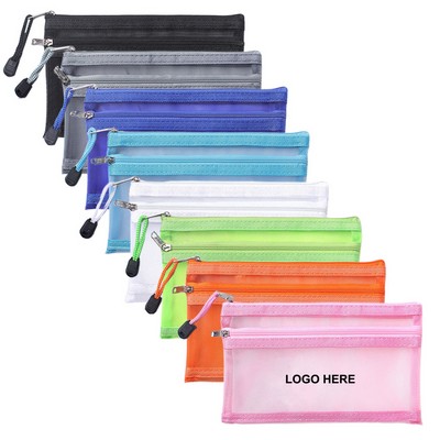 Nylon Mesh Zippered Pencil Bag