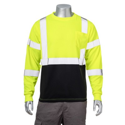 Hi Vis Class 3 - 3.8 Oz. Polyester Color Block Reflective Tape Safety T-Shirt with Pocket