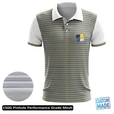 Full Sublimation Performance Short Sleeve Polo - 150G Pinhole Performance Grade Mesh - Men's, Women'