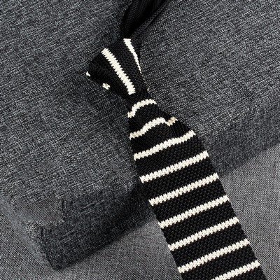 #1 Casual Style Knitted Narrow Men Tie Polyester Woven Collar Tie