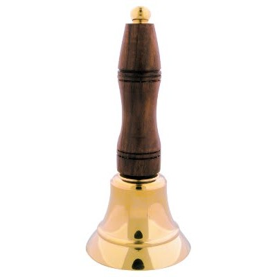 5.5" Brass School Bell with Wooden Handle