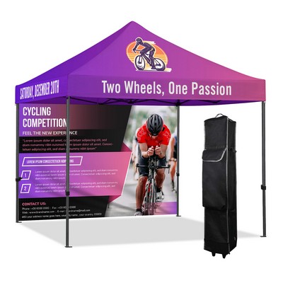 10'X10' Heavy Duty Canopy Tent Kit w/ Dye Sublimation Canopy+Full Back Wall