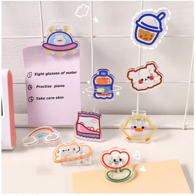 Transparent Cute Acrylic Album Memo Clip Bag Binder Sealing Clip Food Bag Clamp - Two Sides Imprint