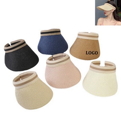 Women Sun Visor Wide Brim Straw Hat