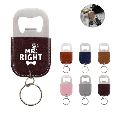 Portable Leather Bottle Opener Keychain