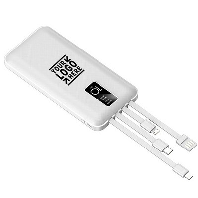 10000mAh Power Bank With 4-in-1 Charging Cable