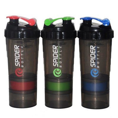 Plastic 17oz Three-layer Shaker With Protein Powder Container