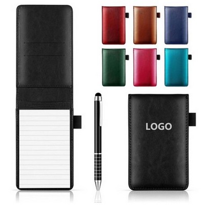 Custom PU Pocket Notepad Set With Metal Pe