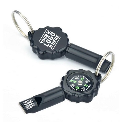 2 in 1 Survival Emergency Whistle Compass with Keychain