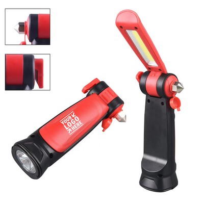 USB Charging Foldable Magnets Torch WorkLight with Safety Hammer