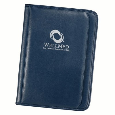 Tuscany Zippered Padfolio (Blue) - Premium Simulated Leather