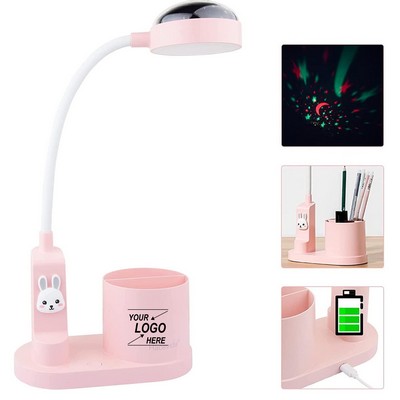 Star Projector Desk Lamp with Pen Holder