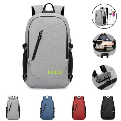 Anti-Theft Laptop Backpack with Charging Port Lock