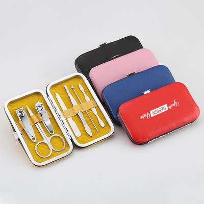 7 Piece Manicure Set In PU Leather Case