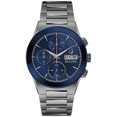 Bulova Watches Men's Modern Millennia Gray Stainless Steel Bracelet Watch Blue Dial