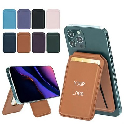 Leather Magnetic Card Wallet Adjustable Stand