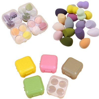 Makeup Foundation Sponges Set 4pcs With Plastic Storage Case