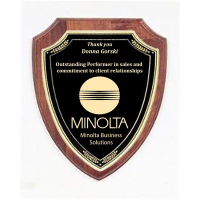 Solid Walnut Shield/Black Marble Mist Plaque Series, 8"x10"