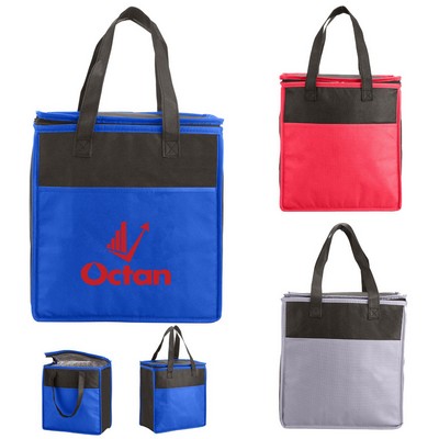 Two-Tone Flat Top Insulated Non-Woven Shopping Tote Bag