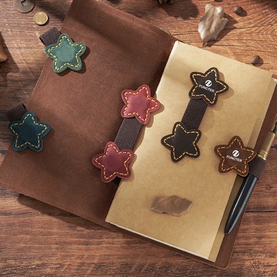 Vintage Star Shape Clip Leather Magnetic Bookmark Book Page Clip Magnetic Soft Leather Money Clip