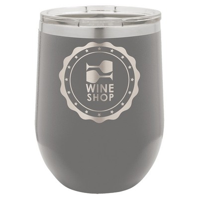 Dark Gray Polar Camel 12 oz Stemless Wine Tumbler with a Clear Lid