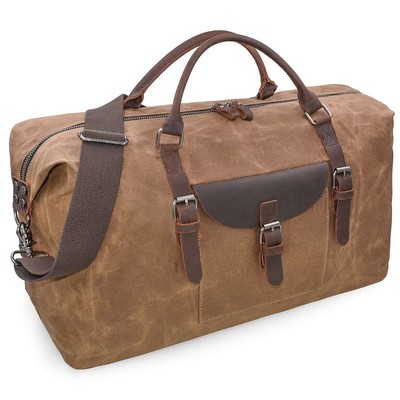 Travel Duffel Canvas Bag W/ Front Buckled Pocket